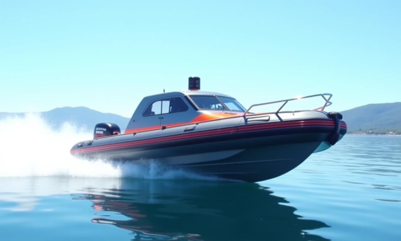 Fjord Raptor, en allsidig RIB-båt, i høy fart.